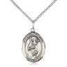 Sterling silver St. Scholastica patron saint medal necklace with 18 inch curb chain by Bliss Manufacturing