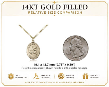 14kt Gold Filled Medium St. Thomas Aquinas Patron Saint Medal Necklace | 3/4" x 1/2" | 18" Chain | USA Made by Bliss