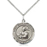 Sterling silver St. Thomas Aquinas patron saint medal necklace, 3/4 x 5/8 pendant, 18-inch chain, Bliss Manufacturing