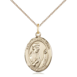 Collar de Medalla de San Tomás Moro, Patrón, Mediano, en Oro Relleno de 14kt | 1.9 x 1.3 cm | Cadena de 45.7 cm | Hecho en EE. UU. por Bliss