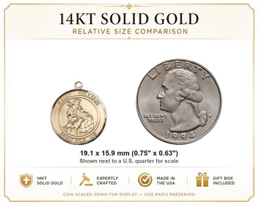 Colgante Medalla Mediana de San Guillermo de Rochester de Oro Macizo de 14kt | 3/4 x 5/8 | Fabricado en EE. UU. por Bliss