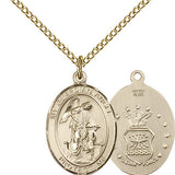14kt gold filled Guardian Angel Air Force medal necklace 3/4 x 1/2 inches with 18 inch chain by Bliss
