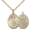 14kt gold filled Guardian Angel Coast Guard medal necklace, 3/4 x 1/2 inches with 18 inch chain, handcrafted in USA by Bliss Manufacturing