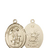 14kt Solid Gold Guardian Angel Navy Medal Pendant 3/4 x 1/2 inch handcrafted by Bliss