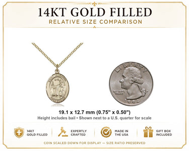 14kt Gold Filled Medium St. Valentine of Rome Patron Saint Medal Necklace | 3/4" x 1/2" | 18" Chain | USA Made by Bliss