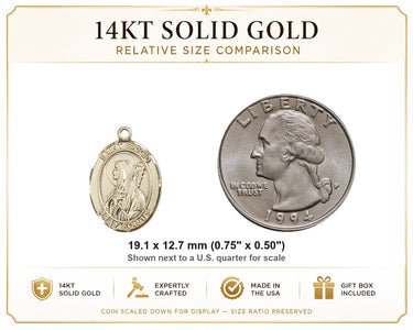 14kt Solid Gold Medium St. Brigid of Ireland Patron Saint Medal Pendant | 3/4 x 1/2 | Handcrafted in USA by Bliss