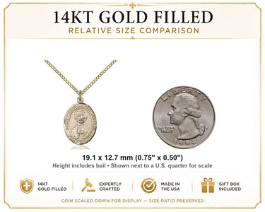 Collar con Medalla de 14kt de Oro Relleno Mediana de San Marcelino Champagnat Patrón | 3/4" x 1/2" | Cadena de 18" | Hecho en EE. UU. por Bliss