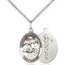 Sterling silver Sts. Cosmas and Damian patron saint medal necklace, 3/4 x 1/2 inch pendant, 18 inch chain, handcrafted by Bliss Manufacturing