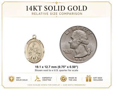 14kt Solid Gold Medium St. Sophia Medal Pendant | 3/4" x 1/2" | USA Made by Bliss