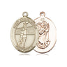14kt Solid Gold St. Christopher Volleyball Medal Pendant, 3/4x1/2 inch, handcrafted by Bliss USA