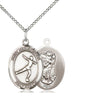 Sterling Silver St. Christopher Figure Skating Medal Necklace 3/4x1/2 inch on 18 inch Chain by Bliss
