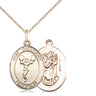 Medium 14kt gold filled St Christopher cheerleading medal necklace 3/4 x 1/2 inch 18 inch curb chain Bliss