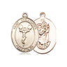 14kt Solid Gold St. Christopher Cheerleading Medal Pendant 3/4 x 1/2 inch USA Made by Bliss