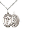 Sterling silver St. Christopher cheerleading medal necklace, 3/4 x 1/2 inch with 18 inch chain, handcrafted by Bliss