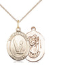 14kt Gold Filled St. Christopher Gymnastics Medal Necklace 3/4x1/2 inch on 18 inch Chain by Bliss