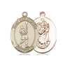 14kt solid gold St. Christopher lacrosse medal pendant 3/4 x 1/2 inch handcrafted by Bliss Manufacturing USA