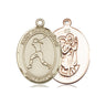 14kt Solid Gold St. Christopher Softball Patron Saint Medal Pendant 3/4 inch by 1/2 inch handcrafted by Bliss