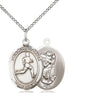 Sterling Silver St. Christopher Track and Field Medal Necklace 3/4 inch by 1/2 inch on 18 inch Chain by Bliss Manufacturing