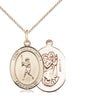 14kt Gold Filled St. Christopher Baseball Medal Necklace 3/4 x 1/2 inch pendant with 18 inch chain by Bliss Manufacturing