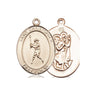 14kt Solid Gold St. Christopher Baseball Medal Pendant 3/4 x 1/2 inch handcrafted in USA by Bliss Manufacturing