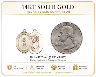 Medalla/Colgante de Béisbol de San Cristóbal de Oro Sólido de 14kt Mediano | 1.9 cm x 1.3 cm | Fabricado en EE. UU. por Bliss