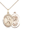 14kt gold filled St. Christopher football medal necklace 3/4 inch by 1/2 inch with 18 inch chain by Bliss Manufacturing
