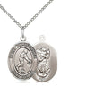 Sterling Silver St. Christopher Basketball Medal Necklace 3/4 x 1/2 inch pendant 18 inch chain Bliss