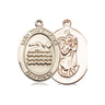 14kt Solid Gold St. Christopher Swimming Medal Pendant 3/4x1/2 inch by Bliss Manufacturing