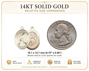 Colgante de Medalla de Béisbol de San Sebastián Mediana de Oro Sólido de 14kt | 1.9 cm x 1.3 cm | Hecho en EE. UU. por Bliss