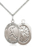 Sterling silver St. Sebastian baseball medal necklace, 3/4 inch pendant on 18 inch chain, handcrafted by Bliss