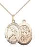 14kt gold filled St. Sebastian football medal necklace 3/4 inch by 1/2 inch with 18 inch chain by Bliss Manufacturing