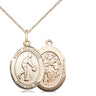 14kt Gold Filled St Sebastian Basketball Medal Necklace 3/4 x 1/2 inch on 18 inch chain by Bliss