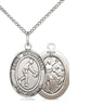 Sterling Silver St. Sebastian Basketball Medal Necklace 3/4 x 1/2 inch pendant 18 inch chain Bliss