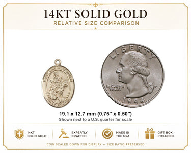 Colgante medalla de San Martín de Tours de oro macizo de 14 kt, tamaño mediano | 19 x 13 mm | Hecho a mano en EE. UU. por Bliss