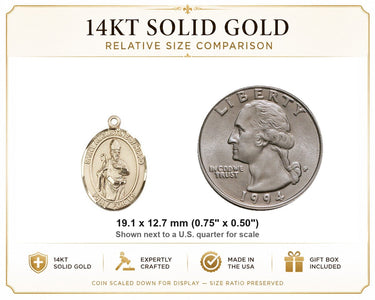 14kt Solid Gold Medium St. Augustine of Hippo Medal Pendant | 3/4 x 1/2 | Handcrafted in USA by Bliss