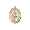 14kt solid gold St. Isaac Jogues patron saint medal pendant 3/4 x 1/2 inch by Bliss