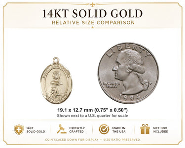 14kt Solid Gold Medium St. Anastasia Medal Pendant | 3/4 x 1/2 | Handcrafted in USA by Bliss