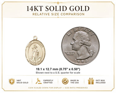 14kt Solid Gold Medium St. Barnabas Patron Saint Medal Pendant | 3/4 x 1/2 | Handcrafted in USA by Bliss