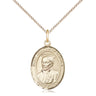 Gold Filled St. Ignatius of Loyola patron saint medal necklace 3/4 x 1/2 inch on 18 inch curb chain by Bliss