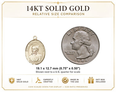 Colgante de medalla de San Ignacio de Loyola, patrón, de oro macizo de 14 kt, mediano | 1,9 cm x 1,27 cm | Hecho a mano en EE. UU. por Bliss