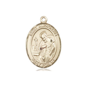 Colgante Medalla de San Alfonso Mediana de Oro Macizo de 14kt | 1.9 cm x 1.27 cm | Hecho a mano en EE. UU. por Bliss