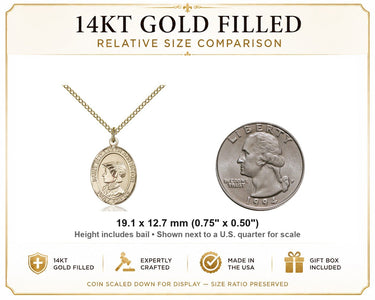 14kt Gold Filled Medium St. Elizabeth Ann Seton Patron Saint Medal Necklace | 3/4" x 1/2" | 18" Chain | USA Made by Bliss