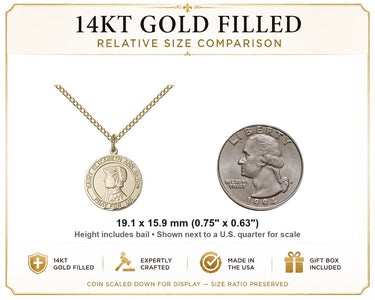 Gold Filled Medium St. Elizabeth Ann Seton Medal Necklace | 3/4" x 5/8" | 18" Chain | USA Made by Bliss
