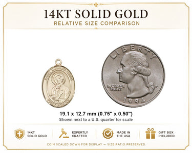 14kt Solid Gold Medium St. Dominic Savio Patron Saint Medal Pendant | 3/4" x 1/2" | Handcrafted in USA by Bliss