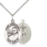 Sterling silver St. John Paul II patron saint medal necklace, 3/4 inch by 1/2 inch pendant on 18 inch chain, handcrafted by Bliss Manufacturing