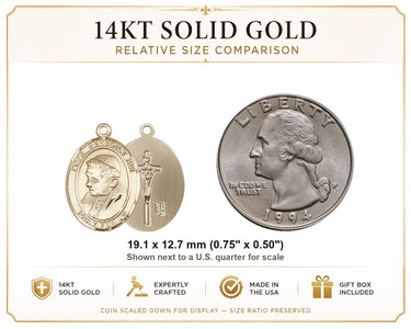 Medalla colgante de oro macizo de 14 quilates de Benedicto XVI, tamaño mediano | 3/4 x 1/2 | Hecho a mano en EE. UU. por Bliss