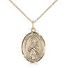14kt Gold Filled St. Matilda patron saint medal necklace with 18 inch curb chain, 3/4 x 1/2 inch medium medal, handmade in USA by Bliss Manufacturing