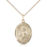 14kt Gold Filled St. Maurus patron saint medal necklace with 18 inch curb chain, 3/4 x 1/2 inch medium medal, handmade in USA by Bliss Manufacturing