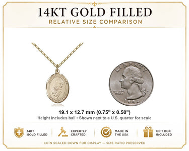 14kt Gold Filled Medium Catholic Blessed Trinity Pendant Necklace | 3/4" x 1/2" | 18" Chain | USA Made by Bliss