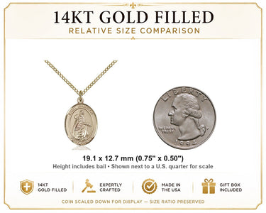 14kt Gold Filled Medium St. Isabella of Portugal Patron Saint Medal Necklace | 3/4" x 1/2" | 18" Chain | USA Made by Bliss